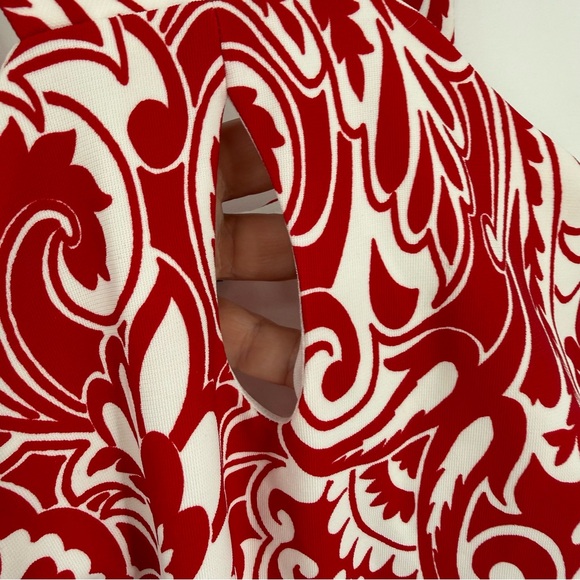 Boston Proper NWT Beyond Travel Cutout Front Midi Size S Dress Sleeveless Red - Picture 5 of 9